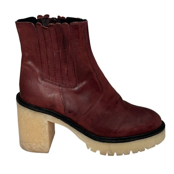 FREE PEOPLE James Cheslea Boots Cherry Chocolate leather size 39.5/8.5 New - Picture 3 of 8